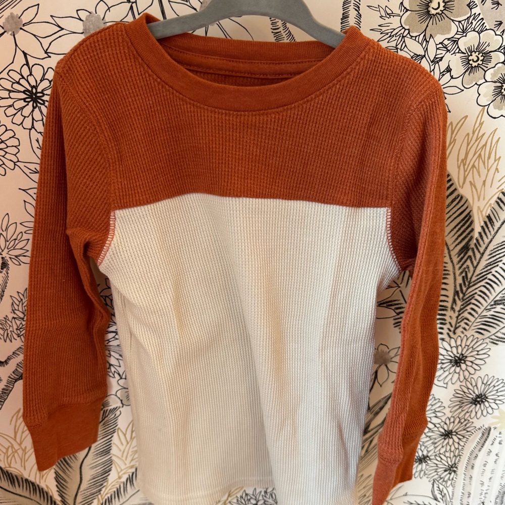 Cat & Jack Rust Orange and White Colorblock Long Sleeve Thermal Tee
